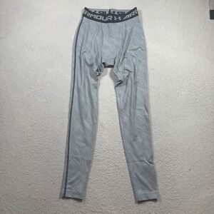 Under Armour HeatGear Compression Leggings Mens M Grey Graphic Gym Workout